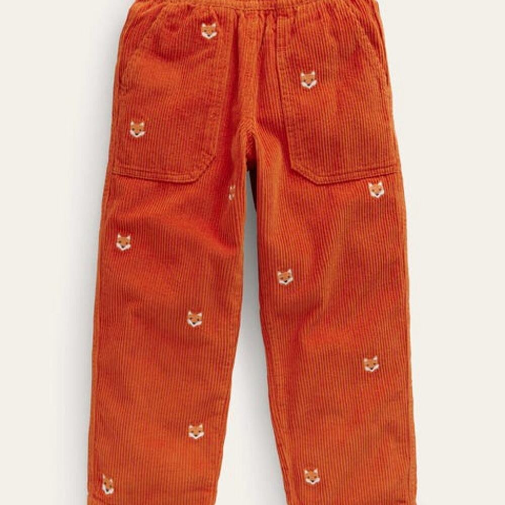 NWT Mini Boden Embroidery Cord Chunky Pull-On - Autumn maple orange Fox (3Y) - Picture 3 of 5